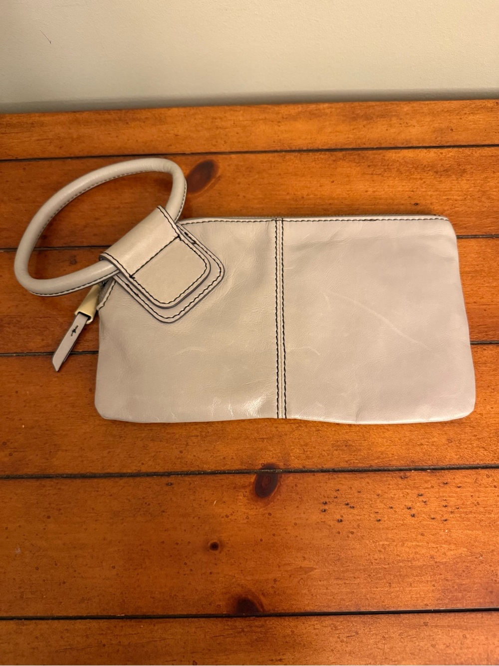 HOBO Leather Wristlet Clutch in Taupe